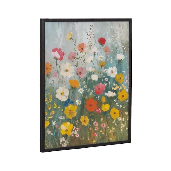 Kate and Laurel Gallery boho wildflower garden by The Creative Bunch Studio Black Framed Art Print 16 in. x 20 in.