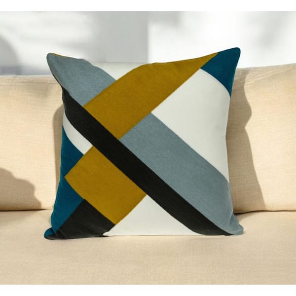 HomeRoots Brown, Black Geometric Polyester 20 in. x 20 in. Throw Pillow