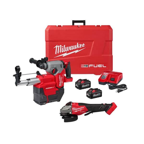 M18 FUEL ONE-KEY 18V Lith-Ion Cordless 1 in. SDS-Plus Rotary Hammer W/Dust Extractor Kit & 4-1/2 in. /6 in. Grinder
