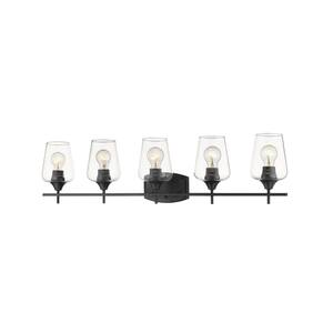 5-Light Matte Black Vanity Light with Clear Glass