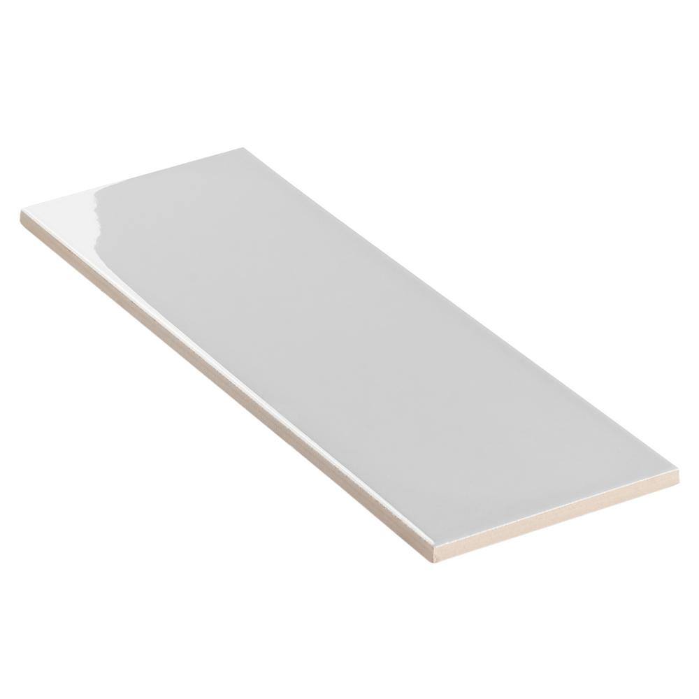Light Gray Polished Porcelain Subway Wall Tile 3.93 x 11.81 in