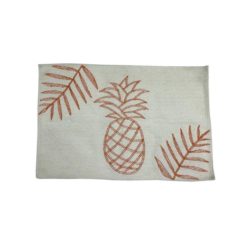 Batik Pineapple Orange Cotton Reversible Bath Rug 20" x 30"