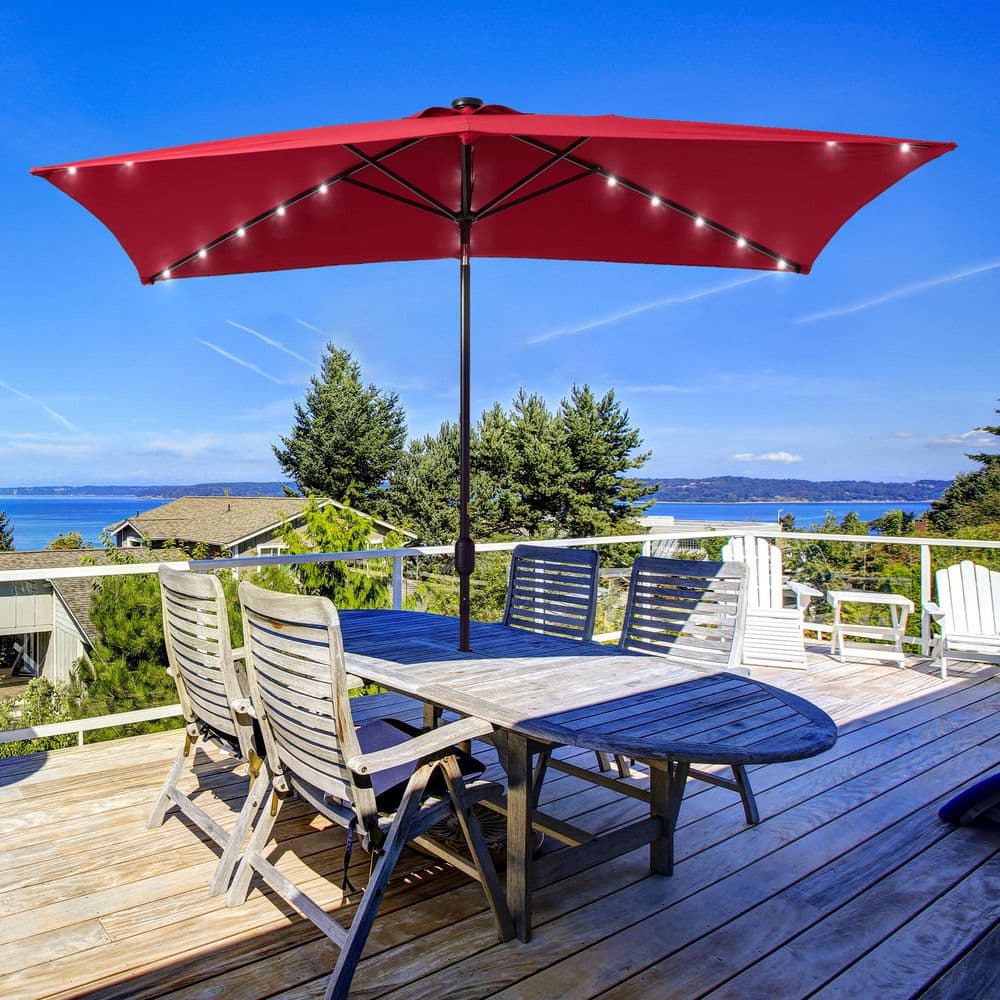 christmas patio umbrella JEAREY 9FT Outdoor with Solar Lights, LED Lighted Pool Umbrella with Tilt and Crank, Outdoor Table Umbrellas for Deck, Yard & Market (Royal Blue) : Patio, Lawn & please choose the Autlaycil 13 Solar LED String Light Umbrella