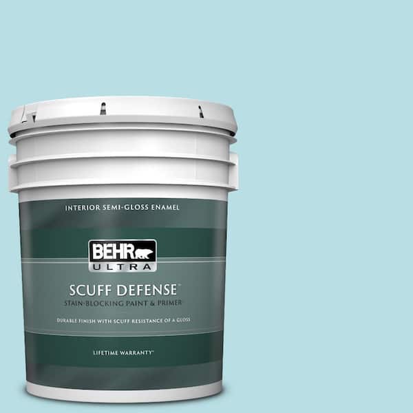 BEHR ULTRA 5 gal. #M470-2 Basin Blue Extra Durable Semi-Gloss Enamel Interior Paint & Primer