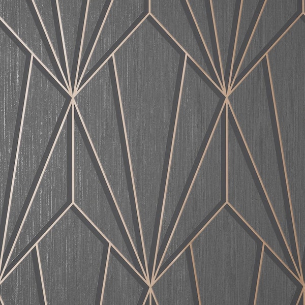 Fine Decor Silas Grey Geo Vinyl Non-Pasted Matte Wallpaper