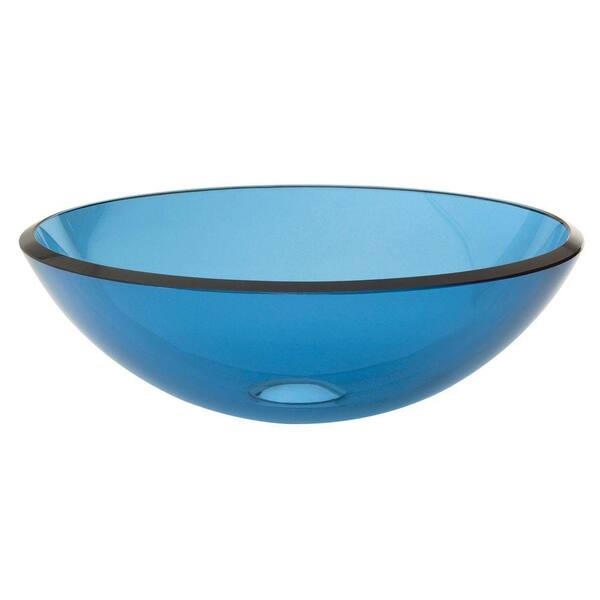 DECOLAV Translucence Above-Counter Round Tempered-Glass Vessel Sink in Transparent Blue - DISCONTINUED