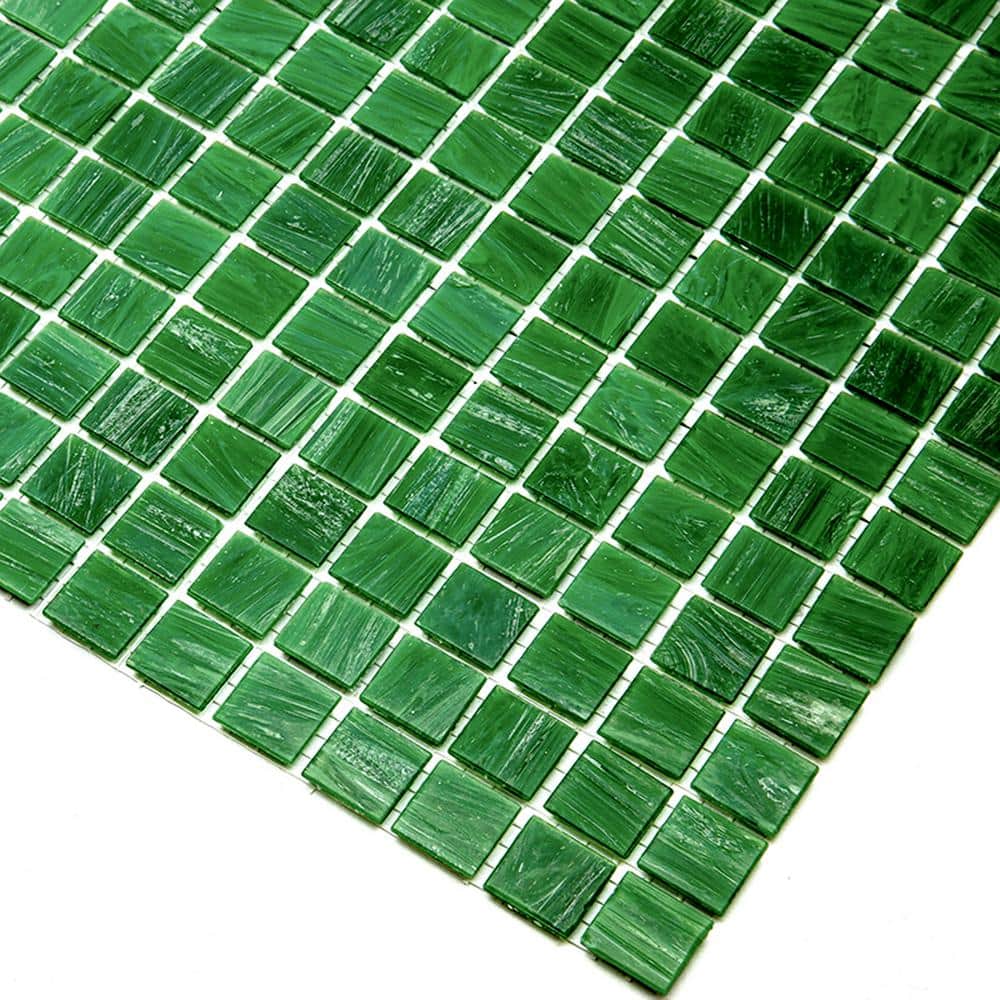 Kelly Green 12" x 12" Glossy Glass Mosaic Tile