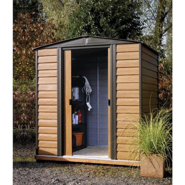 Woodridge 6 ft. W x 5 ft. D Wood-grain Galvanized Metal Storage Building