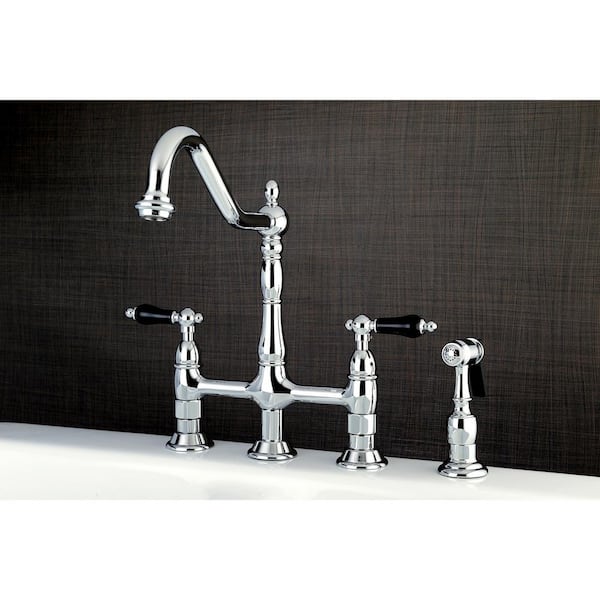 Duchess 2-Handle Bridge Kitchen Faucet with Side Sprayer in Polished Chrome