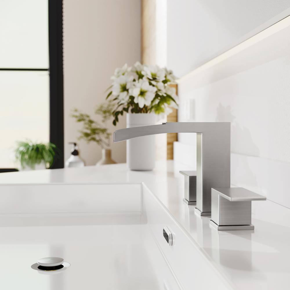 Brushed Nickel 8-Inch Widespread 2-Handle Bathroom Faucet