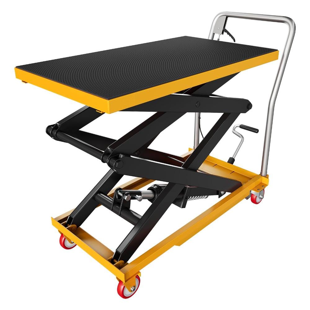 Hydraulic Double Scissor Lift Table Cart with Adjustable Height, Non-Slip Surface, Lockable Wheels, Workshop, Warehouse price history on PriceWatchPro