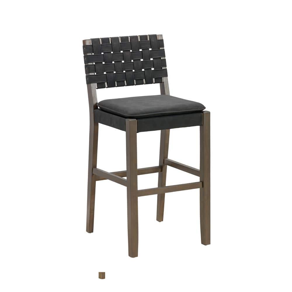 Cohen Black Faux Leather and Wood Bar Stool