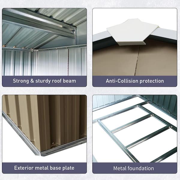 10 ft. W x 8 ft. D Outdoor Metal Storage Shed with Lockable Door, Gray(80 Sq. ft. )