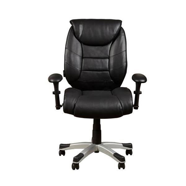 PRI Bovina Black Leather Memory Foam Office Chair