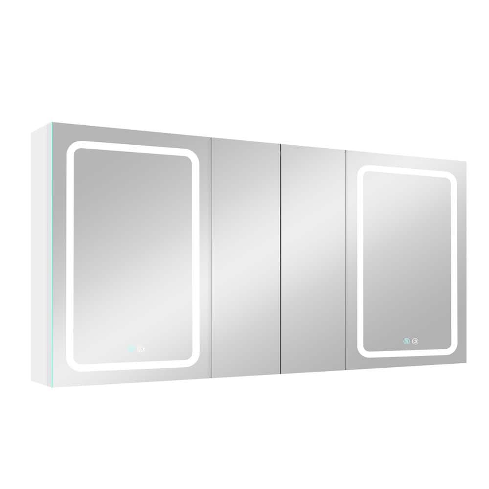 60 in. W x 30 in. H Rectangular Aluminum LED Lighted Medicine Cabinet with 