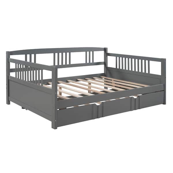 Aisword Full Size Daybed Wood Bed With, Full Bed With Twin Trundle Ikea