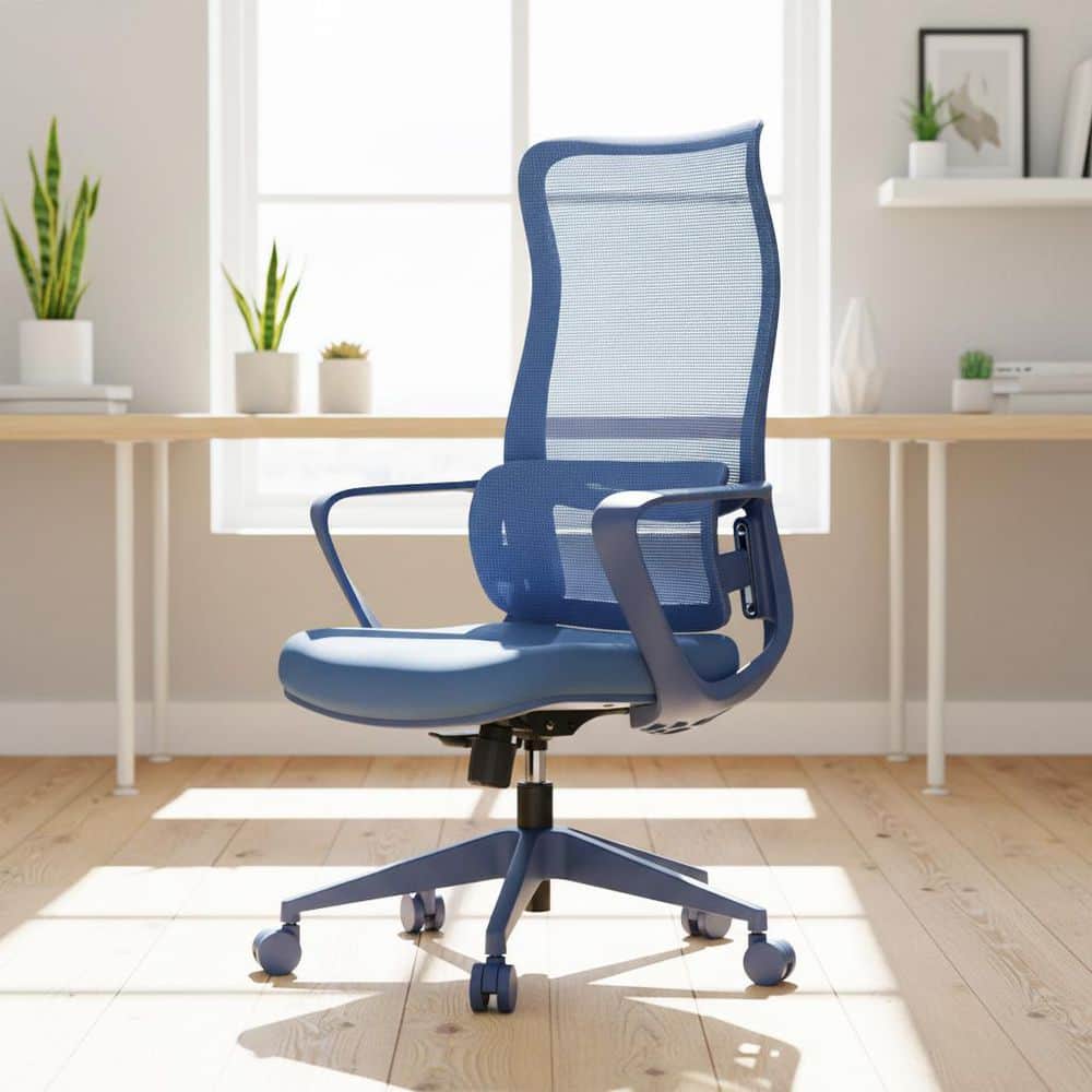 Mesh Fabric Seat High Back Office Task Chair in Blue with Adjustable Lumbar Support price history on PriceWatchPro