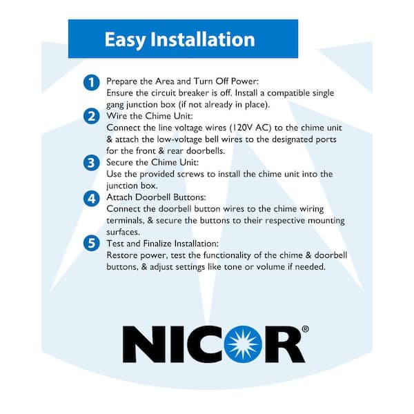 NICOR PrimeChime Plus 2 Mini Video Compatible Hardwired Door Bell