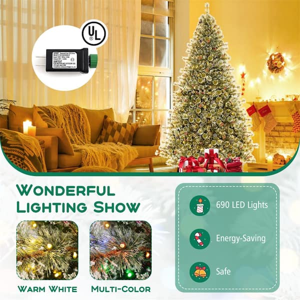 Costway 9 ft. Green PreLit Artificial Christmas Tree with
