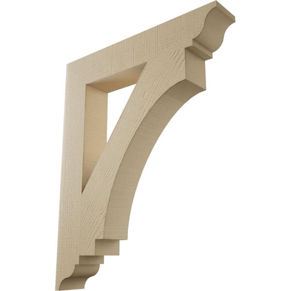 Ekena Millwork 5.5 in. x 40 in. x 32 in. Imperial Traditional Rough Cedar Woodgrain Timberthane Polyurethane Bracket, Primed Tan