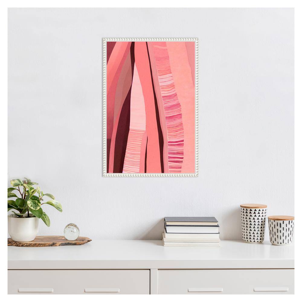 Pink Layers Abstract Canvas Art with White Floater Frame