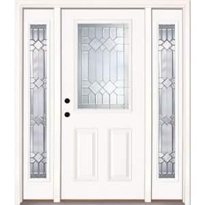 63.5 in.x81.625 in. Mission Pointe Zinc 1/2 Lite Unfinished Smooth Right-Hand Fiberglass Prehung Front Door w/Sidelites