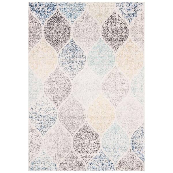 SAFAVIEH Madison Ivory/Blue 5 ft. x 8 ft. Medallion Area Rug