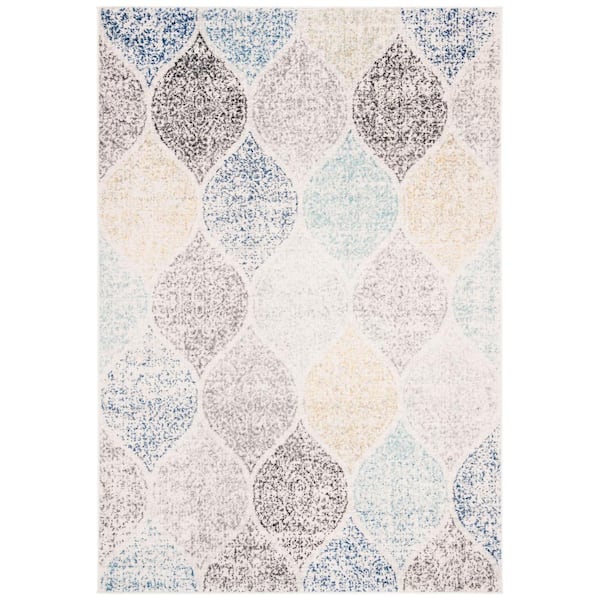 SAFAVIEH Madison Ivory/Blue 7 ft. x 9 ft. Medallion Area Rug