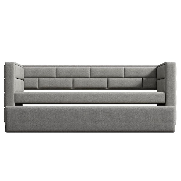 STICKON Gray Twin Size Upholstered Daybed with Trundle