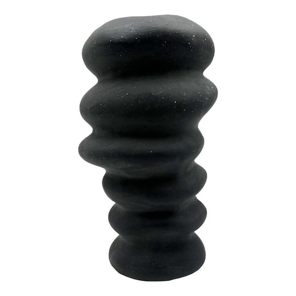Black 9 in. Obsidian Curve Stackable Ceramic Vase