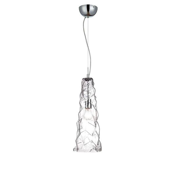 Eurofase Lazer Collection 1-Light Chrome and Clear Pendant