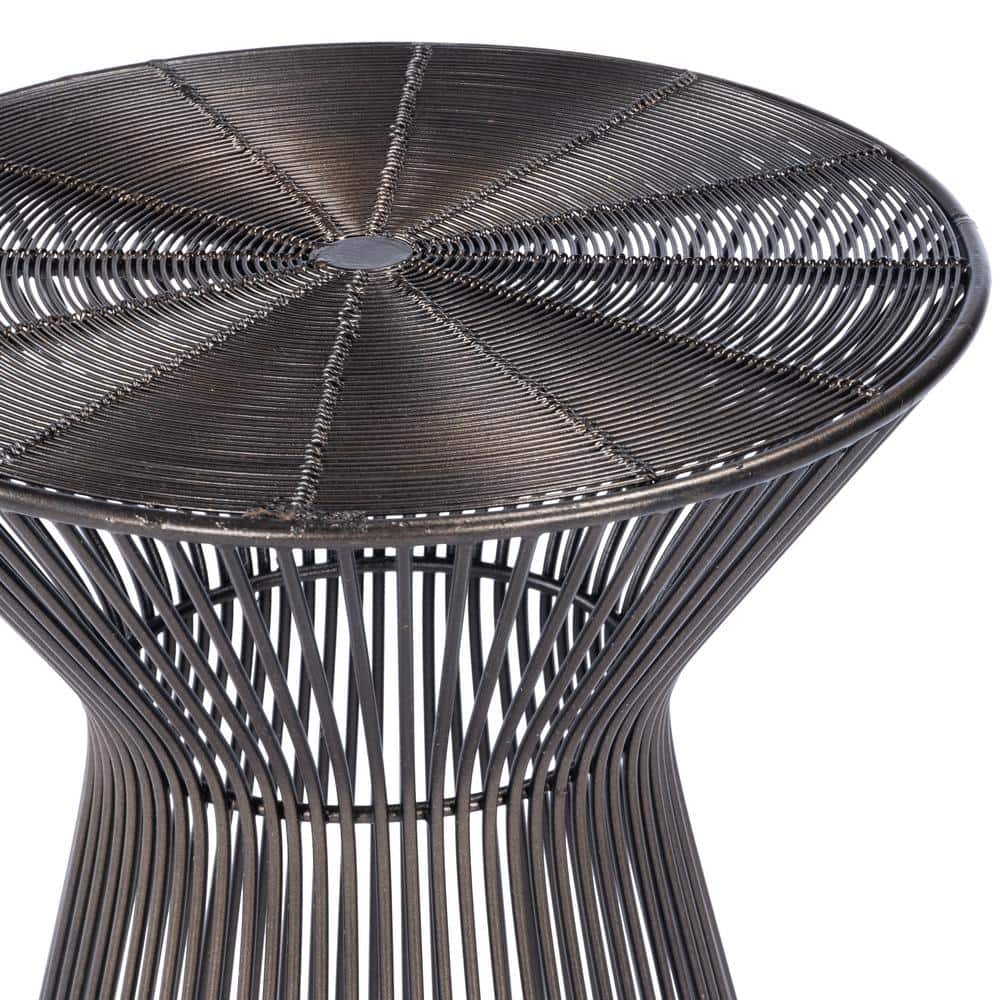 Transitional Black Iron Silhouette Round Accent Table
