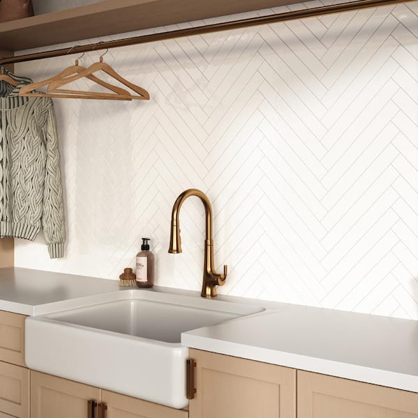 Take Home Tile Sample - Rail White 2 in. x 6 in. Subway Glossy Ceramic Wall Tile