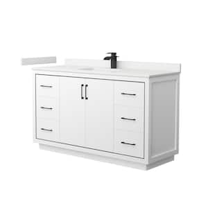 Icon 60 in. W x 22 in. D x 35 in. H Single Bath Vanity in White with White Quartz Top