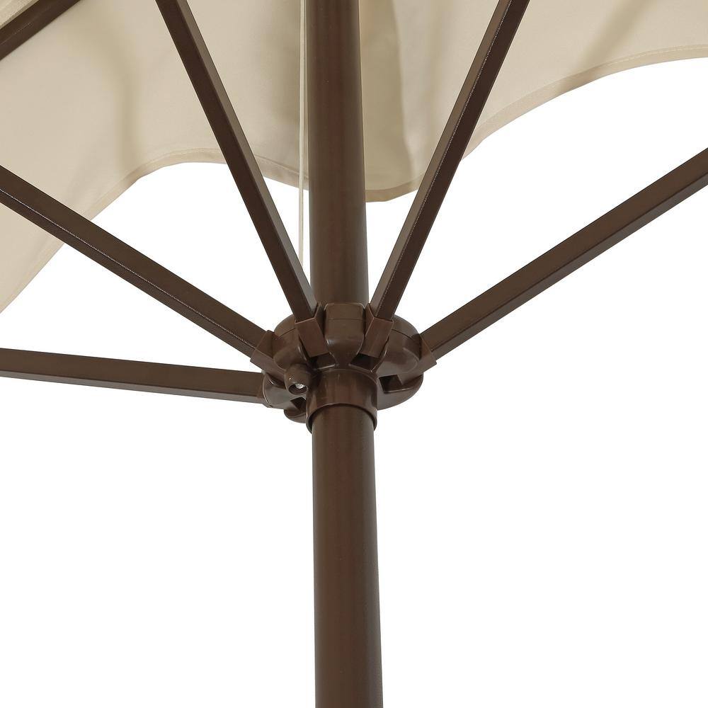 Sidney Cream Aluminum Half Market Patio Umbrella with Crank