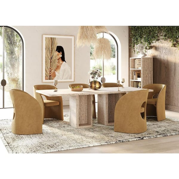 Nova Domus Roma Grey Natural Wood 96 in. Double Pedestal Dining Table Seats 8