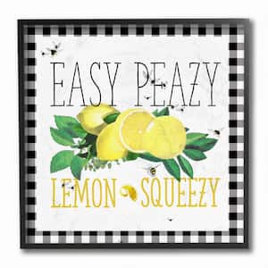 "Easy Peazy Lemon Squeezy Kitchen Humor Plaid Word Design" by The Saturday Evening Post Framed Wall Art 12 in. x 12 in.