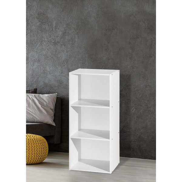 HODEDAH 3-Shelf, 36 in. H White Wooden Bookcase HID23 WHITE - The