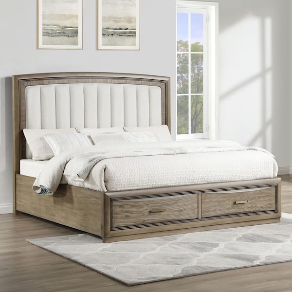 Sonoma Cocoa Gray Wood Queen Storage Bed