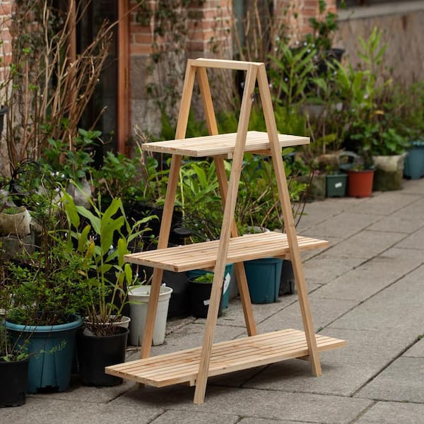 Vintiquewise Small Slim Narrow Wooden Shelf Stand Cart Plant Shelf with Artistic Roof Design Will Add A Touch of Rustic Elegance to Your Home