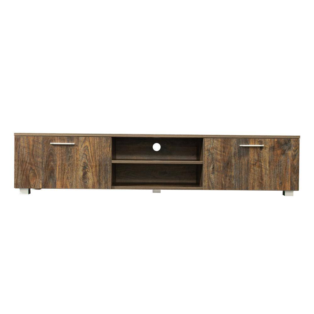 Miscool Tt 63 In. Coffee Tv Stand With 2 Storage Drawers Fits Tv's Up To 70 In., Brown