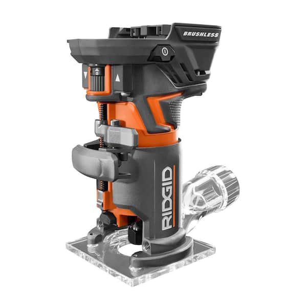 RIDGID 18V OCTANE Brushless Cordless Compact Fixed Base Router with 1/4 in. Bit, Round and Square Bases and Collet Wrench