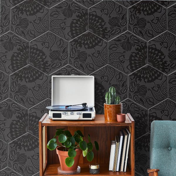 Gaudi Lux Hex Black 9 in. x 10 in. Porcelain Floor and Wall Tile (6.89 sq. ft./Case)