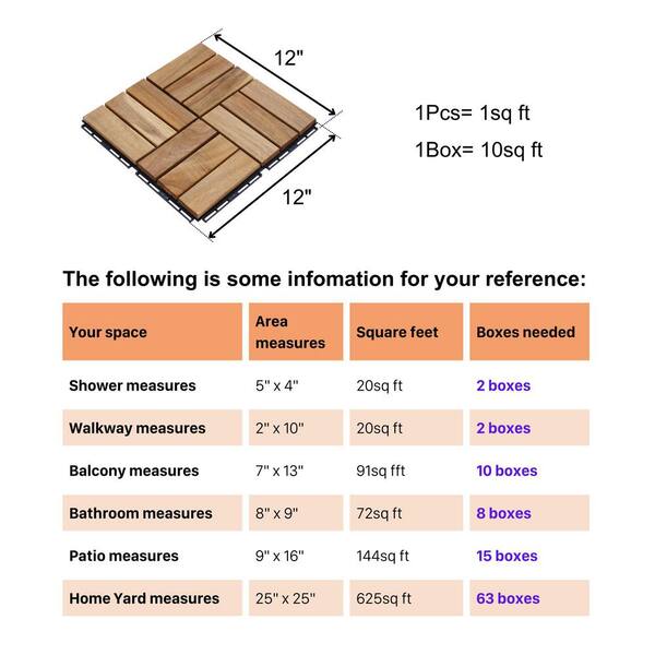 1 ft. x 1 ft. Acacia Wood Deck Tile in Yellow Brown (10-Piece)