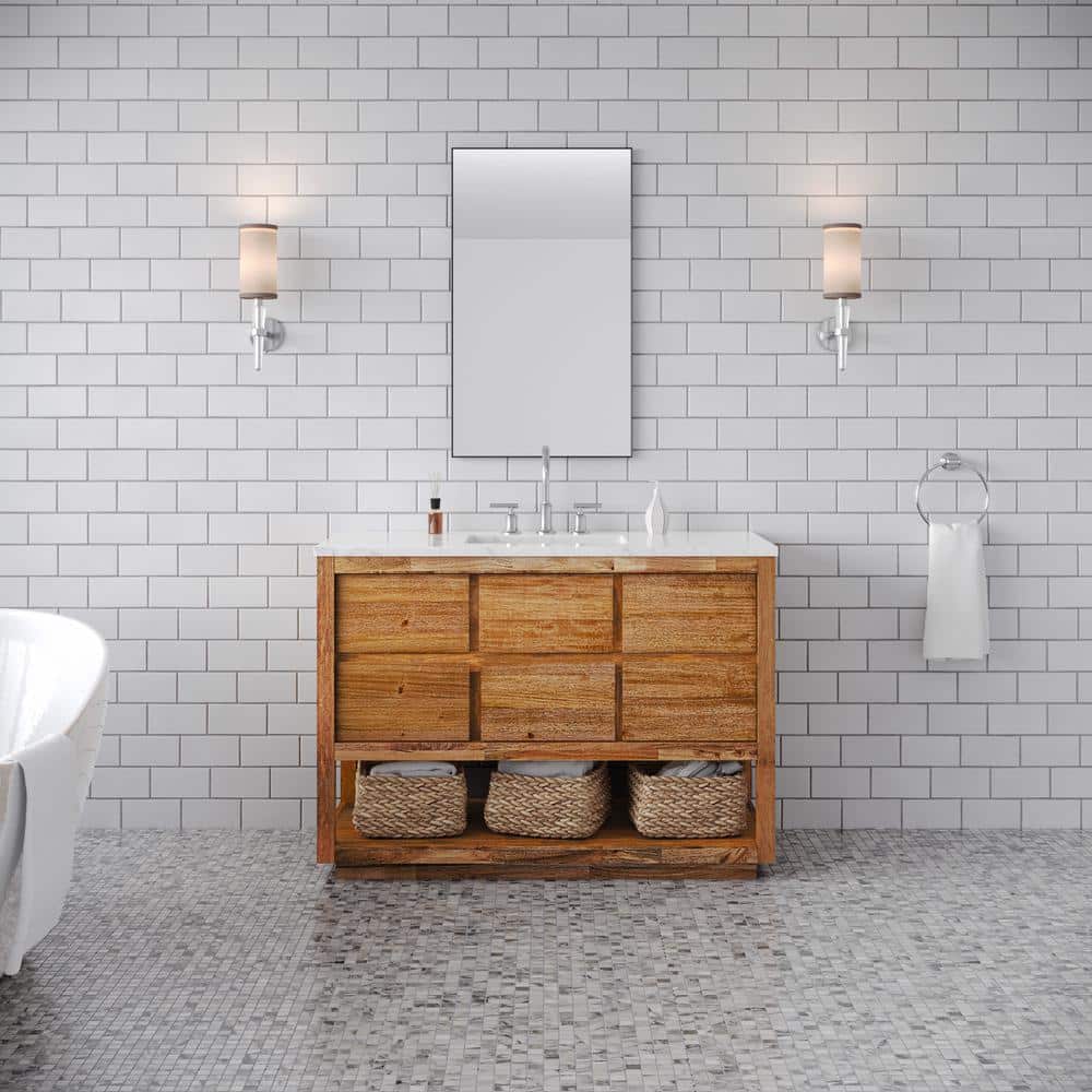 Oakman 48" Mango Wood Single Sink Vanity with Carrara Marble Top