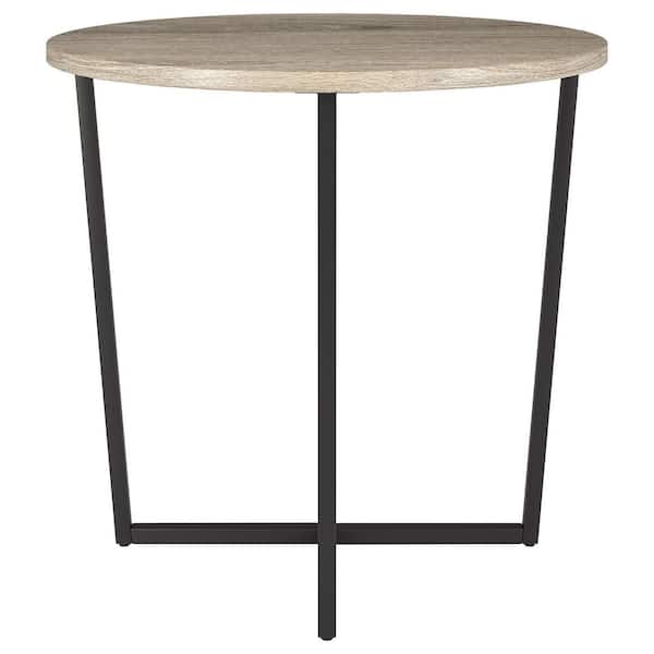 Meyer&Cross Pivetta 22 in. Blackened Bronze and Antiqued Gray Oak Round Side Table with MDF Top