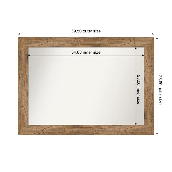 Amanti Art Owl Brown 39.5 in. W. x 28.5 in. Custom Non-Beveled Wood Framed Bathroom Vanity Wall Mirror