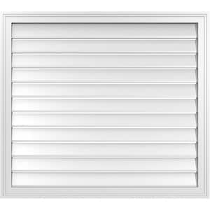 38 in. x 34 in. Vertical Surface Mount PVC Gable Vent: Functional with Brickmould Frame
