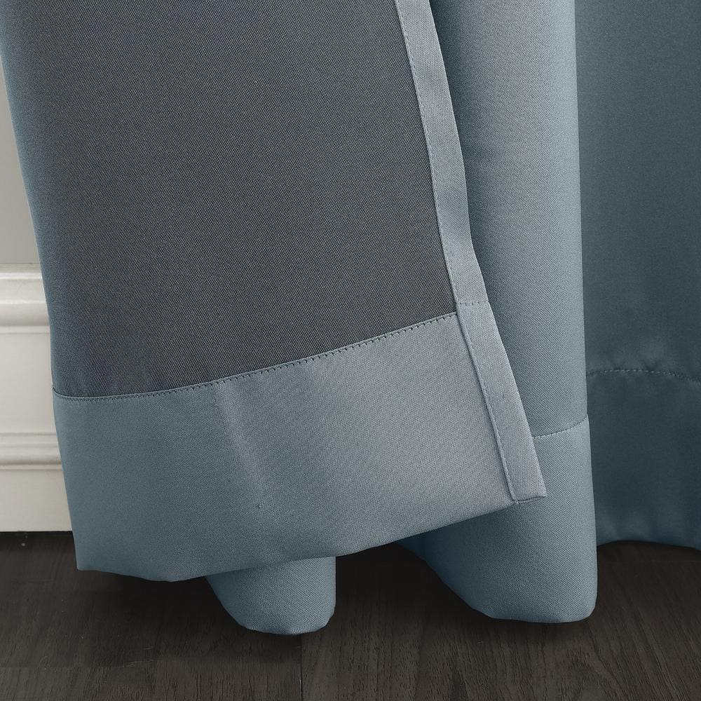 Vintage Blue Room Darkening Grommet Curtain Panel 54" x 63"