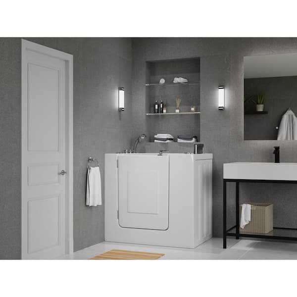 Universal Collection 31 in. L x 40 in. W Whirlpool Jetted Bathtub with Left Drain in White with Fast Filling Faucet Set